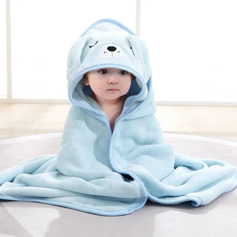 Toddler Bathrobe Infant Bath Towel Boy Girl Blankets Swaddle With Hood Cartoon Coral Fleece Towel Blanket Newborn Kids Bedding Lootquake LLC