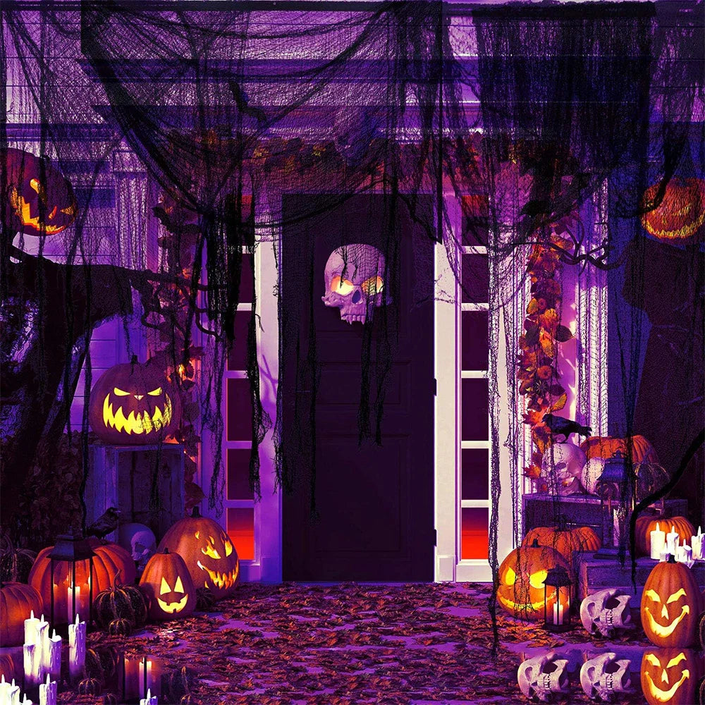 Halloween Decoration Black White Creepy Cloth Spooky Gauze Fabric Window Door Cover Scary Party Horror House Props Hallow Favors Lootquake LLC