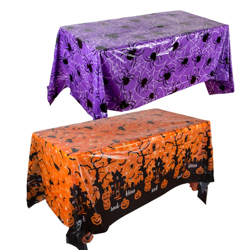 Halloween Decoration Tablecloth Pumpkin Spider Web Plastic Folding Setsholidayparty Hometableclothsuppliesbackdroparrangement Lootquake LLC