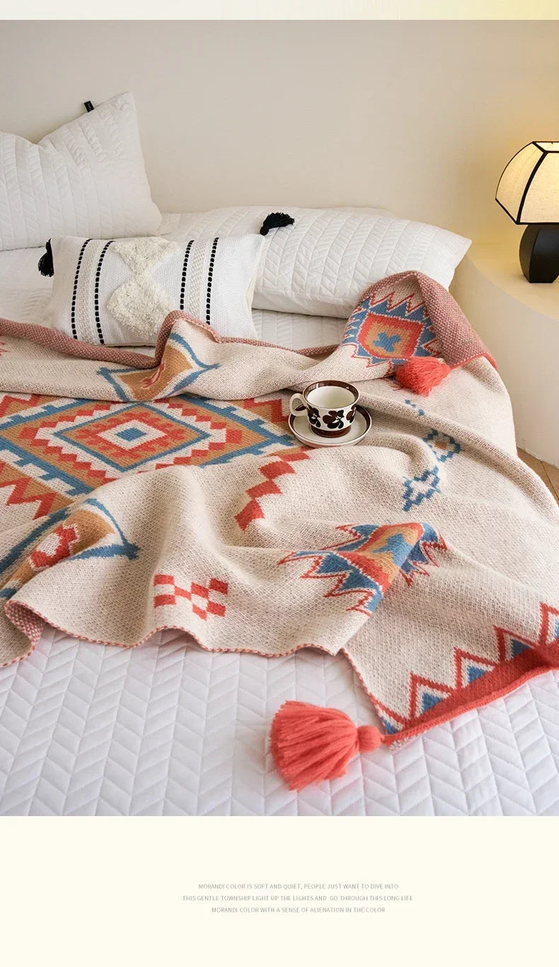 Bohemian Blanket Soft Sofa Cover Summer Blanket Office Nap Blankets Air Conditioning Blankets Knit Blanket For Travel Lootquake LLC