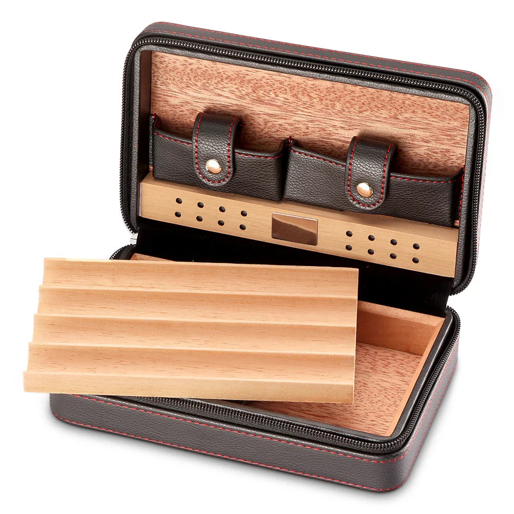 GALINER Charuto Cedar Wood Cigar Humidor Box Travel Cigar Case Storage 4 Cigars Box Humidor Humidifier For Sigar Lootquake LLC