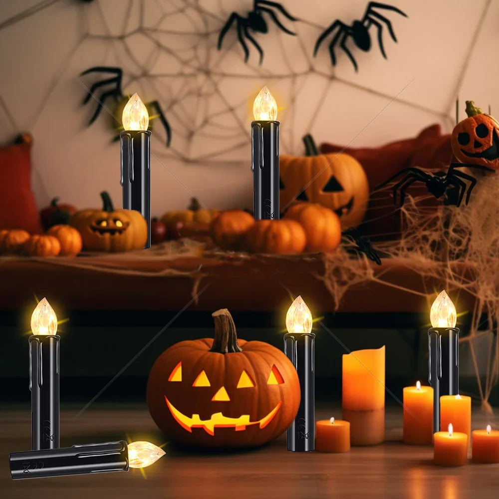 LED Floating Candle for Home Decoration, Flickering Flame, Timing Remote, Battery Operated, Halloween, Christmas,Black Candle Lootquake LLC