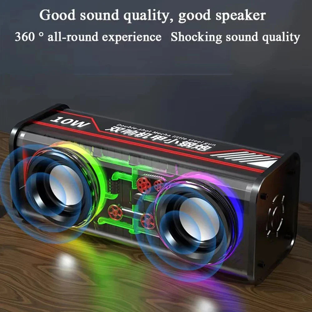 Bluetooth 5.0 Dual Speakers Wireless RGB1800mAh Transparent Mecha Speakers  Light Effect Loudspeaker Bass Subwoofer Mini Speaker Lootquake LLC