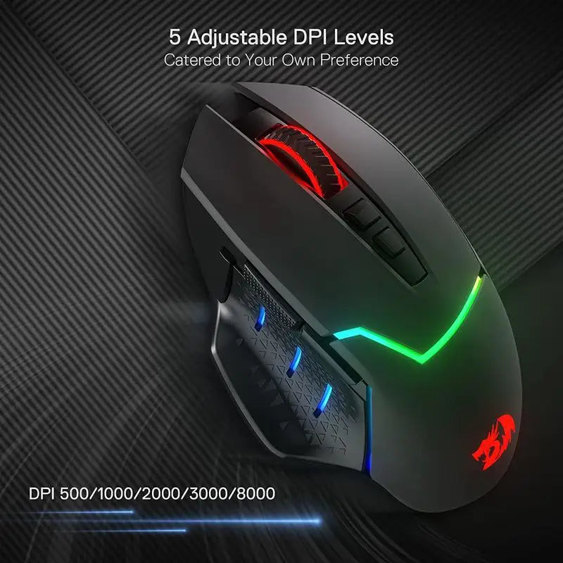 Redragon M690 PRO Wireless Gaming Mouse 8000 DPI Wired Mouse Rapid Fire Key 8 Macro Buttons for PC/Mac/Laptop, Black/White Mouse Lootquake LLC