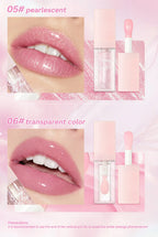 Pearlescent Pink Glitter Lip Oil Lustrous Color Changing Lip Gloss Moisturizing Makeup Lip Balm Mirror Glass Lip Glaze Cosmetics