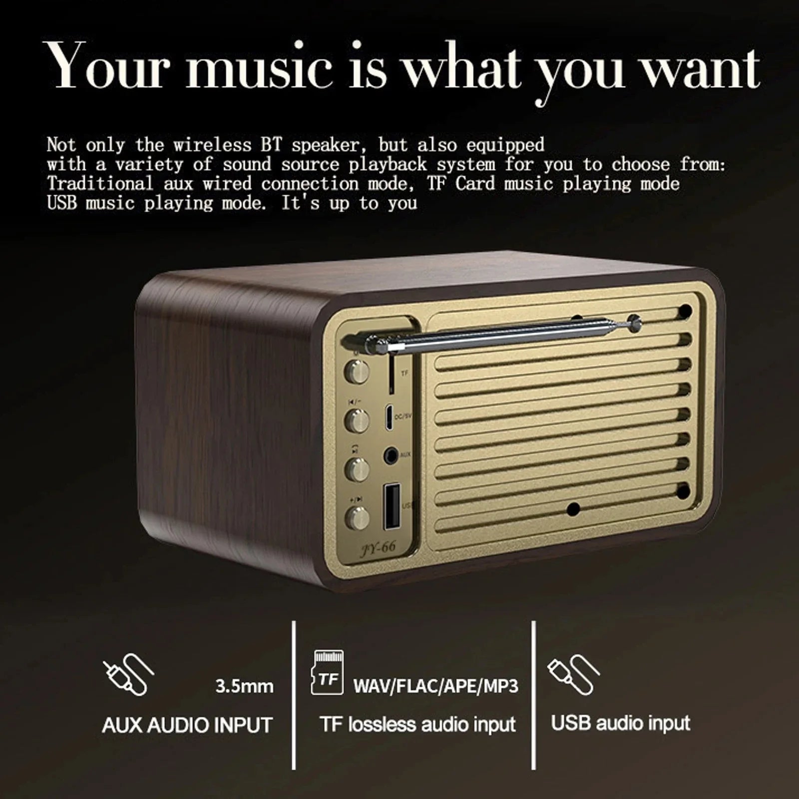 Nostalgic Bluetooth Speaker Bluetooth Sound Retro Classic Speaker Retro Radio Wireless Bluetooth 5.0 Wooden Portable Subwoofer Lootquake LLC