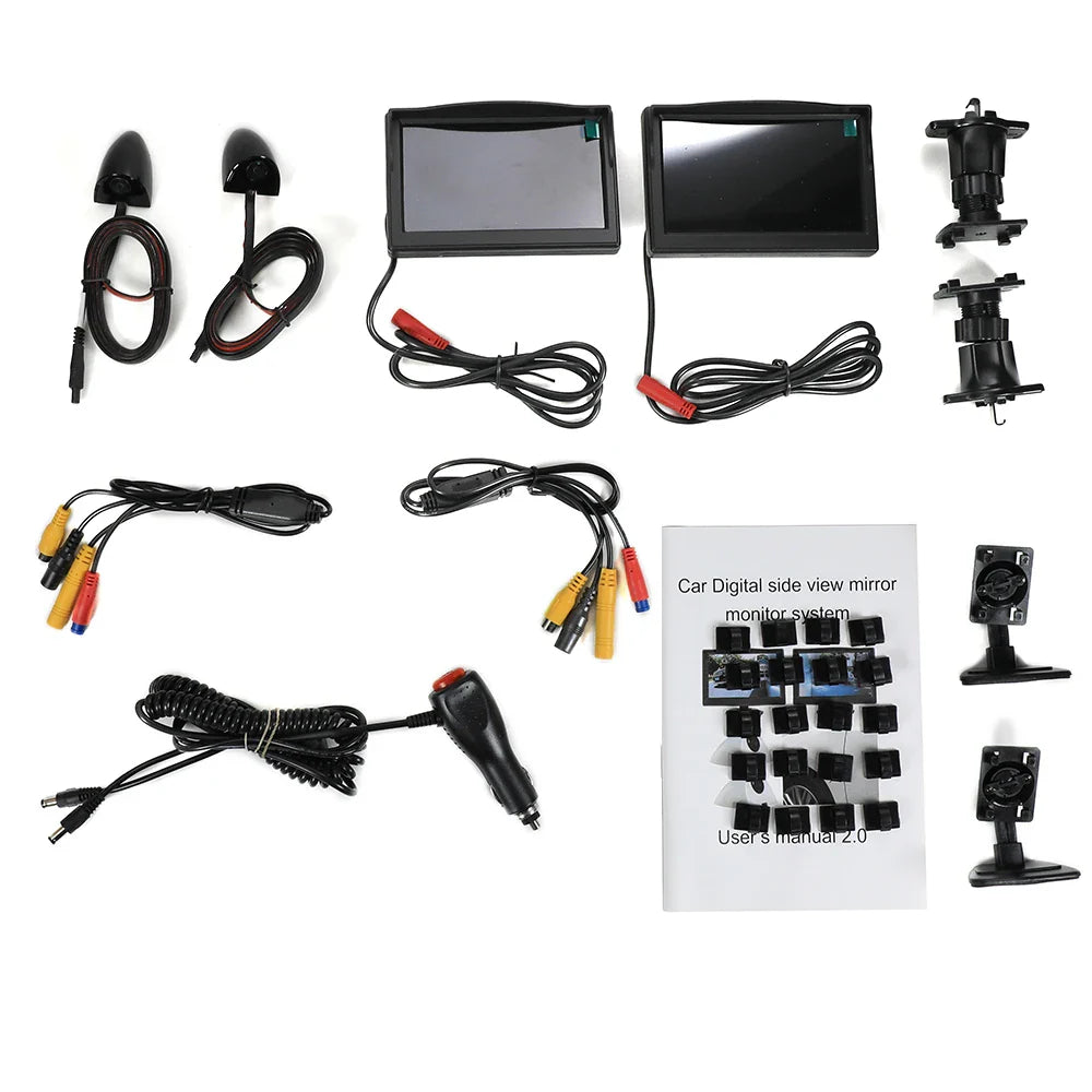 Carsanbo 5 Inch HD Mirror Monitor Car Digital Side View System with 720P Night Vision Camera Blind Spot Waterproof Accessories Lootquake LLC