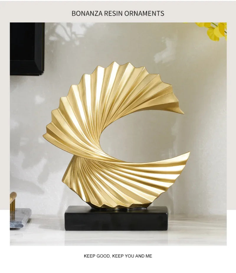 Modern Decor Abstract Sculpture Resin Sculptur Art Golden Statue Living Room Home Decoration Office Desk Decoration Accessories Lootquake LLC