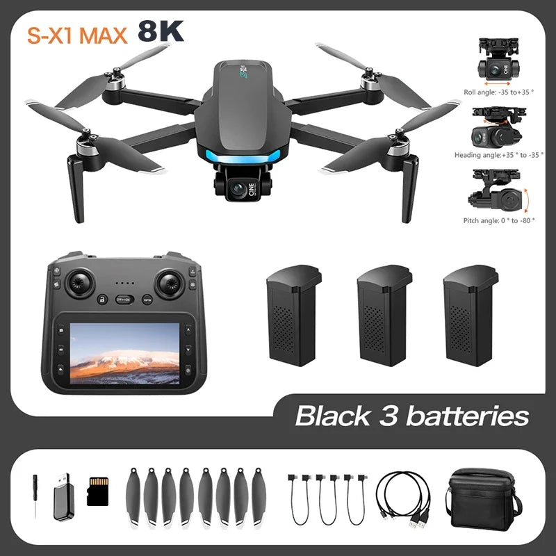 Lenovo Drone With screen RC 8K Professional HD Aerial Photography GPS Laser obstacle avoidance Three-axis gimbal Aircraft
