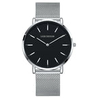 Women's Pink Dial Mesh Band Slim Stainless Steel Watch