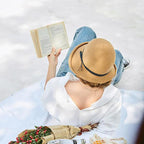 Classic Style Straw Hat Women Foldable Traveling Summer Women's Big Sun Hat Vintage Design Wide Side Straw Hat Female Summer Beach Hat Holiday Party Cap 56-58CM Stevvex
