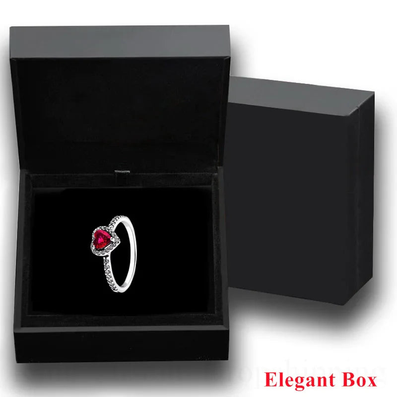 New Colored Crystal 925 Sterling Silver Ring Exquisite Women Shiny Heart Series Simple Ring Valentine's Day Gift for Lovers Lootquake LLC