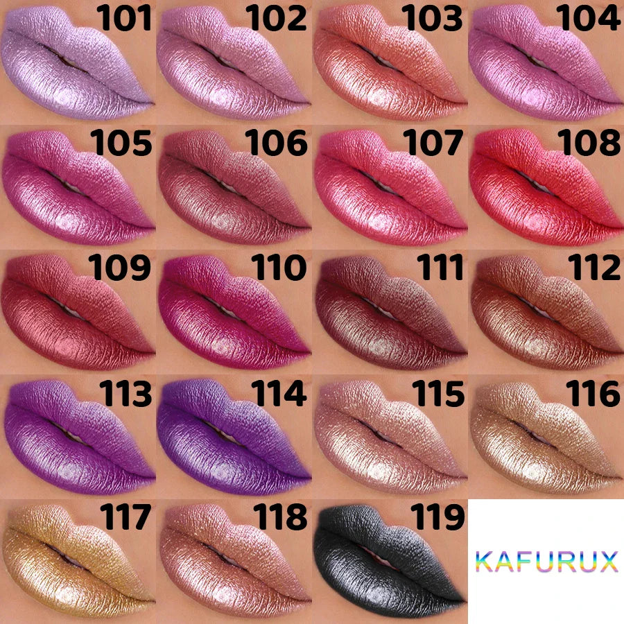 19 colors glitter lipstick hydrating red pink sparkling shine lip color highly pigmented lip tints metallic finish lip makeup Lootquake LLC