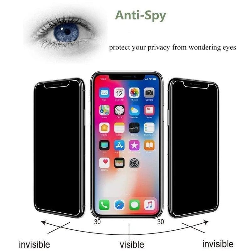 3PCS Anti-spy Protective Tempered Glass for IPhone 11 12 13 14 Pro Max 12 Mini X XS XR 6 6S 7 8 Plus Privacy Screen Protectors Anti-Spy HD Tempered Glass Shatterproof Shockproof Screen Protector Stevvex