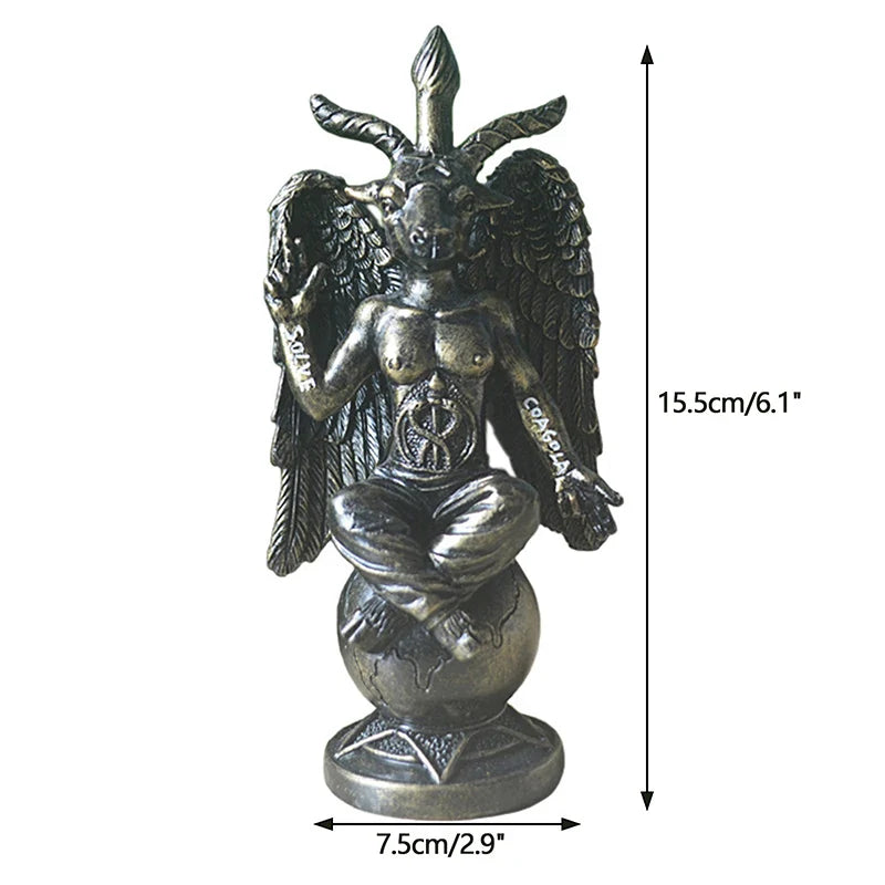 Horned God Baphomet, Sabbatic Goat Statue; Mendes Divine Goat Idol; Satanic Church Resin Figurine
