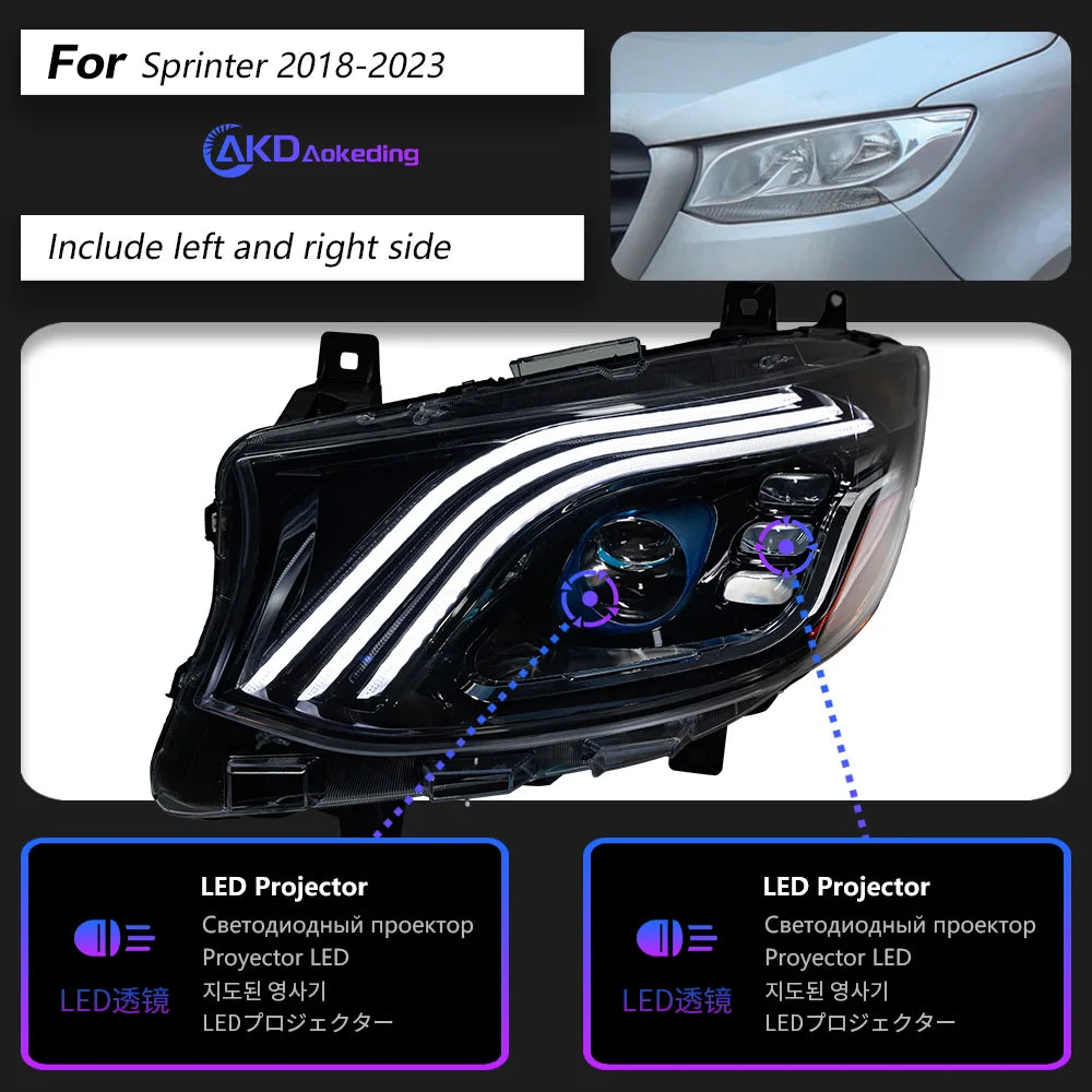 AKD Car Lights for Benz Sprinter Headlight Projector Lens Maybach Style Head Lamp DRL Automotive Accessories Lootquake LLC
