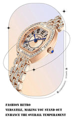 UTHAI L95 Women's Watch Light luxury Retro Barrel Shaped Digital Diamond inlaid Waterproof Ladies Fashion Quartz Clock Watches