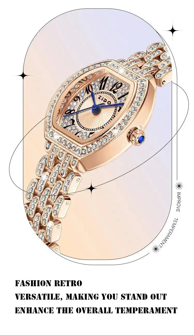 UTHAI L95 Women's Watch Light luxury Retro Barrel Shaped Digital Diamond inlaid Waterproof Ladies Fashion Quartz Clock Watches