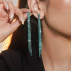 TREAZY Shiny 4 Lines  Rhinestone Crystal Tassel Long Earrings for Women Wedding Party Hanging Dangle Earrings Bridal Brincos