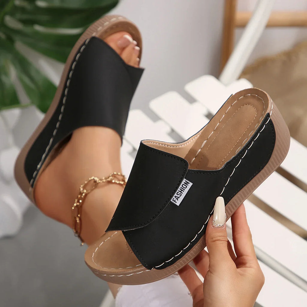 Women Wedge Slippers Summer 2025 New Fashion Slippers Open Toe Breathable Sandals Comfortable Buckle Woman Shoes Slides Women Lootquake LLC