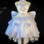 2025 Vestidos De Mujer Sweet Dresses for Women Lolita Style Fashion Japanese Robe Femme Beading Hollow Out 3D Floral Cute Dress