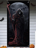 Halloween Door Cover Decorations - Horror Banner With Skeleton and Grim -Door Decor Scary Party Photo Background Banner Scary Po Lootquake LLC