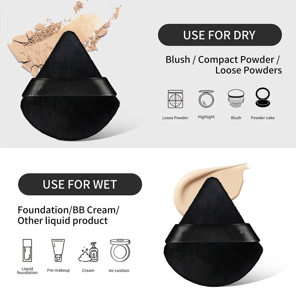 Wholesale 10/ 12 Pcs Triangle Powder Puff Wet Dry Use For Loose Powder Liquid Cosmetic Soft Plush Powder Puff Makeup Foundation Lootquake LLC