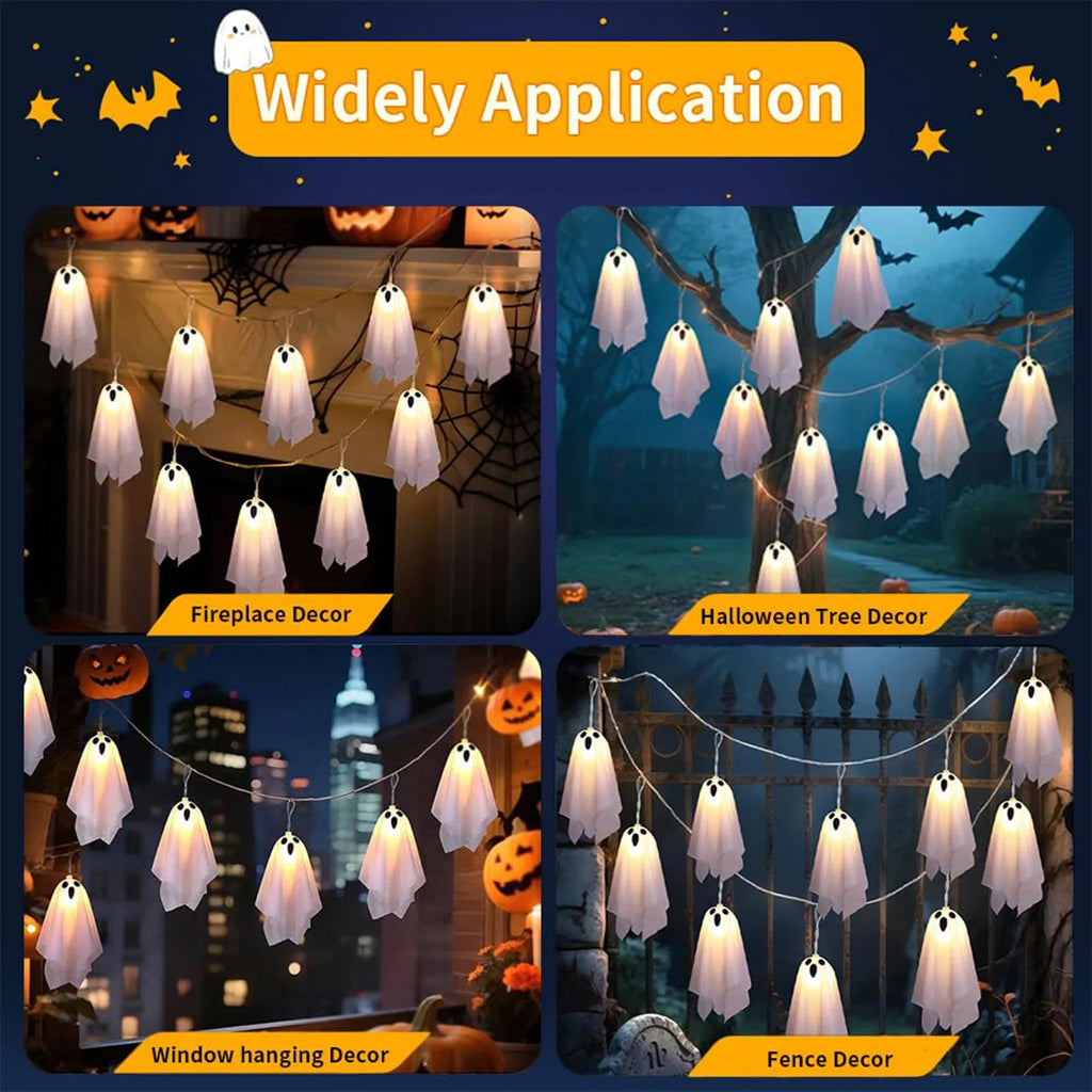 Haunted House Decor Halloween Ghost White Ghost Hanging Light Ghosts Horror Props for Halloween Party White Flying Ghosts