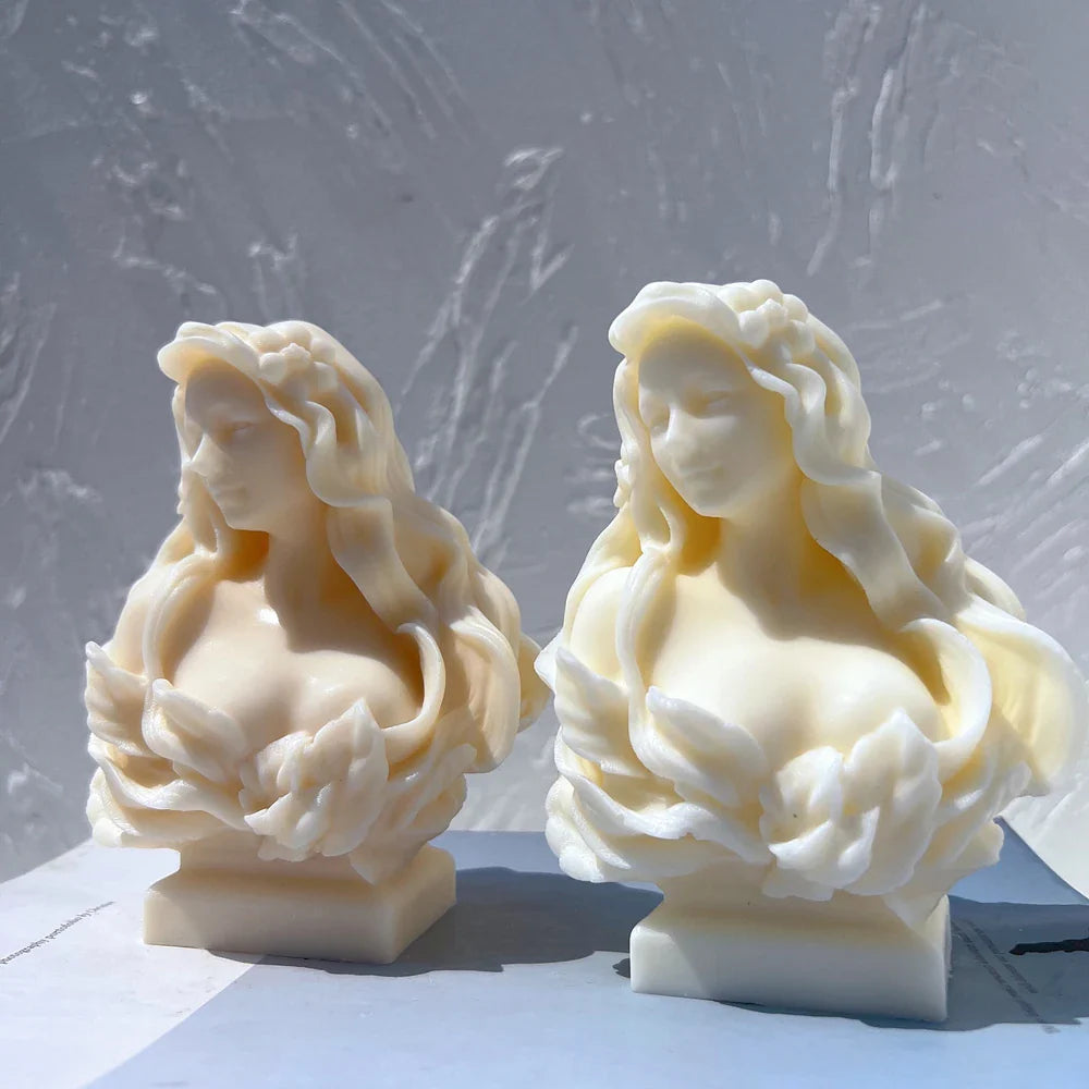 Beautiful Lady Statue Candle Mold Goddess Female Bust Silicone Molds Greek Art Woman Sculpture Soy Wax Tool Lootquake LLC