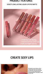 Matte Lip Gloss Set 6 Color Lipstick Smooth And Lasting Display Lip Gloss Waterproof Moisturizing Lipstick Holiday Gift Box Set Lootquake LLC