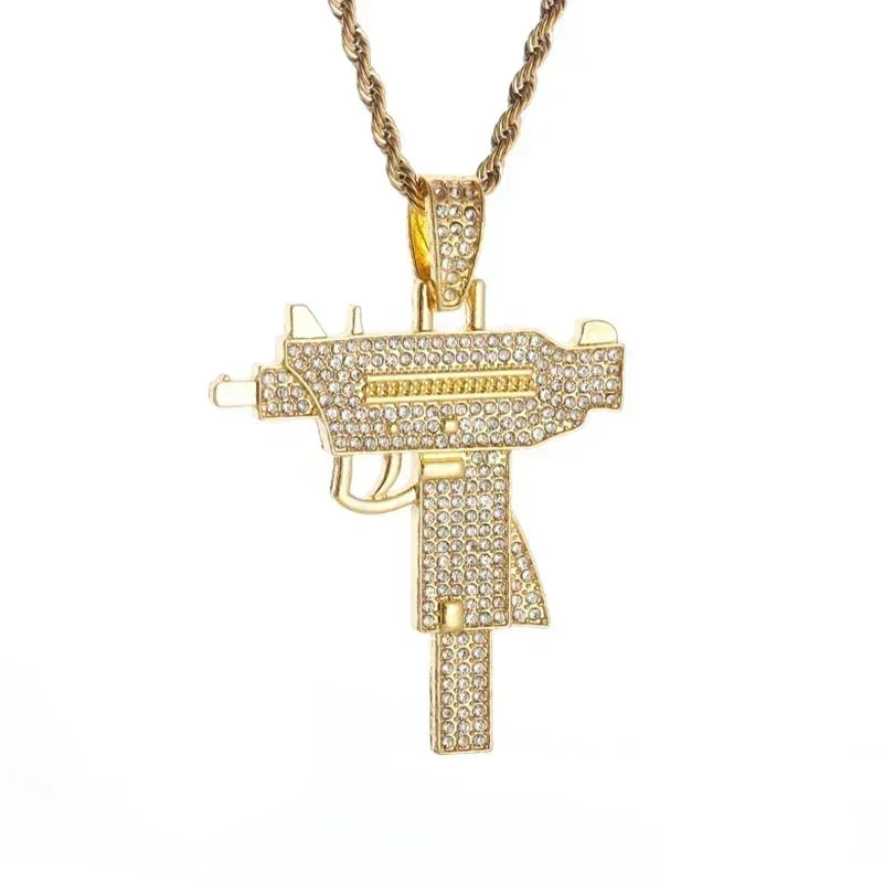 Ice Out Zircon Polite Gesture Middle Finger Necklace Men Women Punk Hip Hop Rap Rock Party Jewelry Gift
