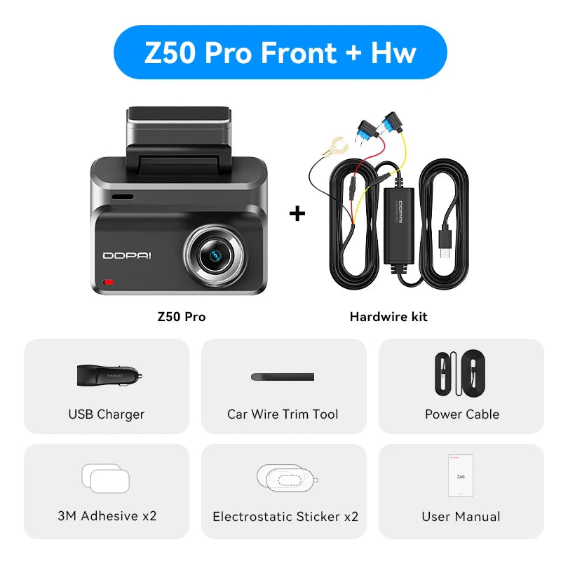 2025 New DDPAI Dash Cam Z50 Pro 4K Car DVR Night Vision 5GHz Wi-Fi GPS ADAS 24h Parking mode Support Front and Rear Camera Lootquake LLC