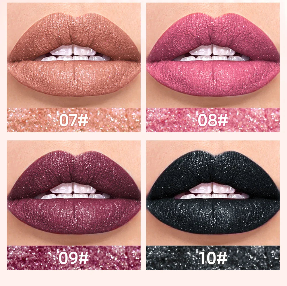 QIBEST Waterproof Diamond Shimmer Glitter Lipgloss Matte Liquid Lipstick Shiny Pearl Lip Glaze Long Lasting LipTint Women Makeup Lootquake LLC