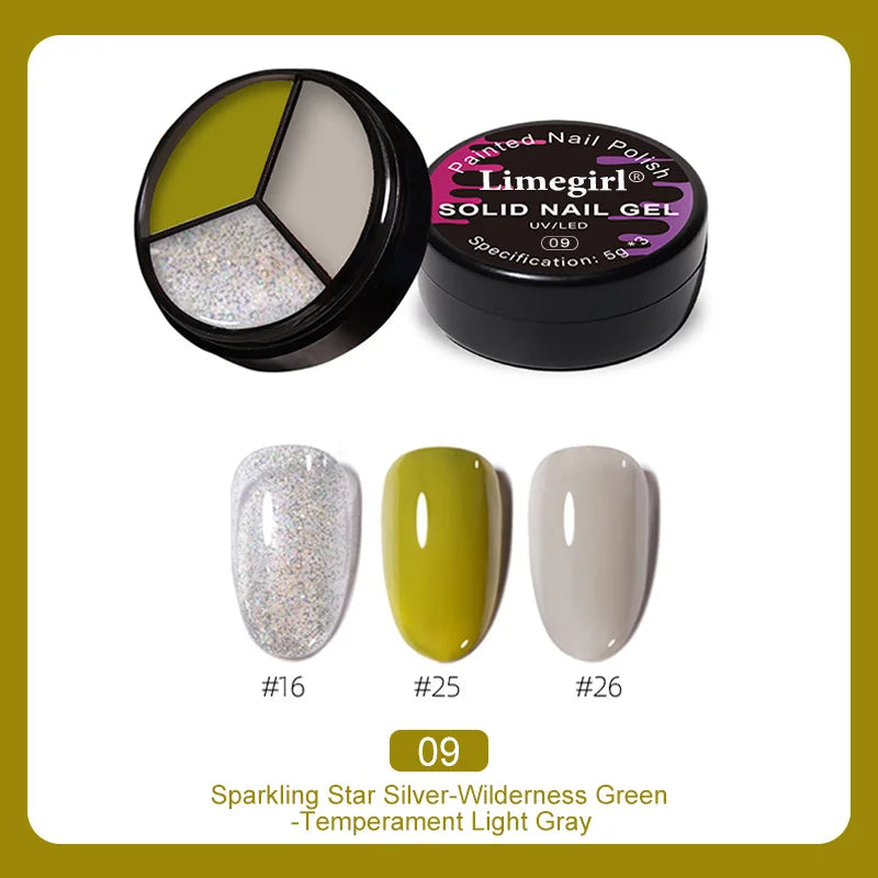 LIMEGIRL Solid Nail Art Gel Polish 15g 3 Colors Cream Soft Gel Polish for Nail Art Beginner DIY Design  Home/Salon Manicure Gift Lootquake LLC