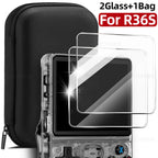 Screen Protector+Portable Carrying Case for R36S Handheld Console Storage Bag & Anti-Scratch Tempered Glass for R36S Accessories