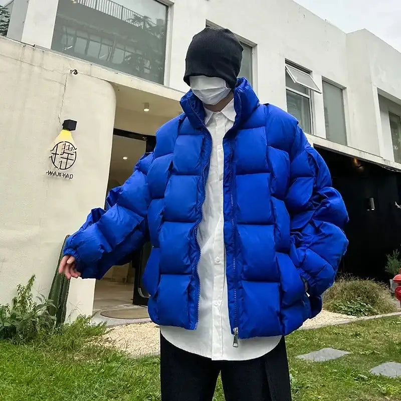 2023 Korean Fashion Thick Winter Jacket Men Parkas Jacket Men Outwear Coats Solid Stand Collar Windbreaker Cotton Padded Jacket