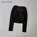 Mesh-Splice Slim Fit Yoga Top THRIXINE