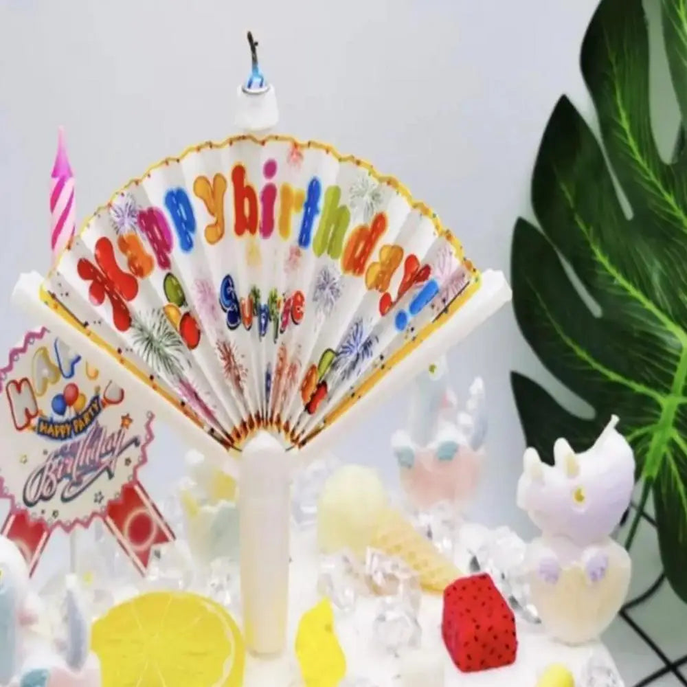 Happy Birthday Candle Fan-Shaped Birthday Candle Supplies Birthday Cake Candle Decor Funny Candles for Decorating Birthday Theme Lootquake LLC