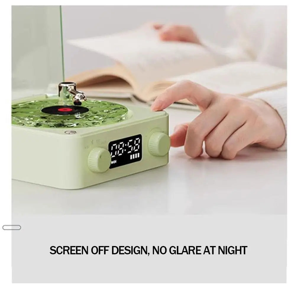 Turntable Bluetooth Speaker With LED Ocean Clock,Hi-Fi Mood Light Audio System For Home Decor & Birthday Gifts Lootquake LLC