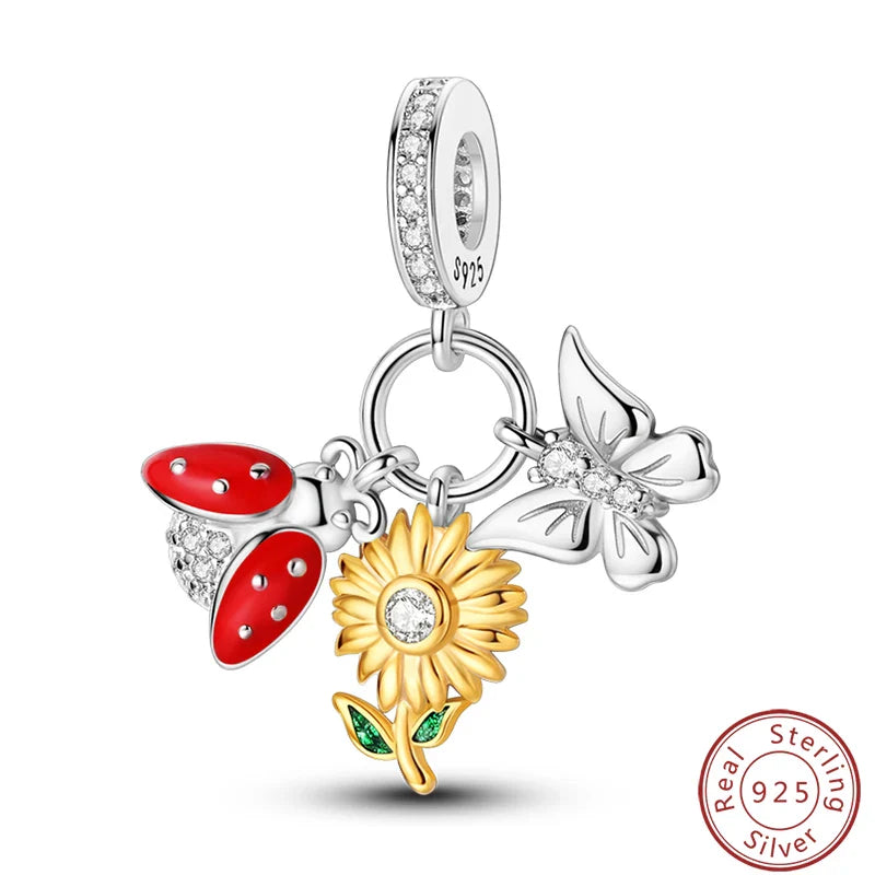 S925 Sterling Silver Princess Golf Hamster Camera Travel Three Piece Set Charms Beads 3mm DIY Fine Jewelry Making Lootquake LLC