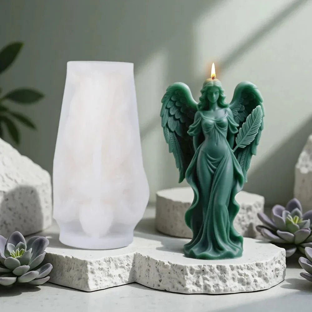 Wings Goddess Scented Silicone Candle Mould DIY Prayer Angel Sculpture Gypsum Resin Mold Women Candle Making Supplies Home Decor Lootquake LLC