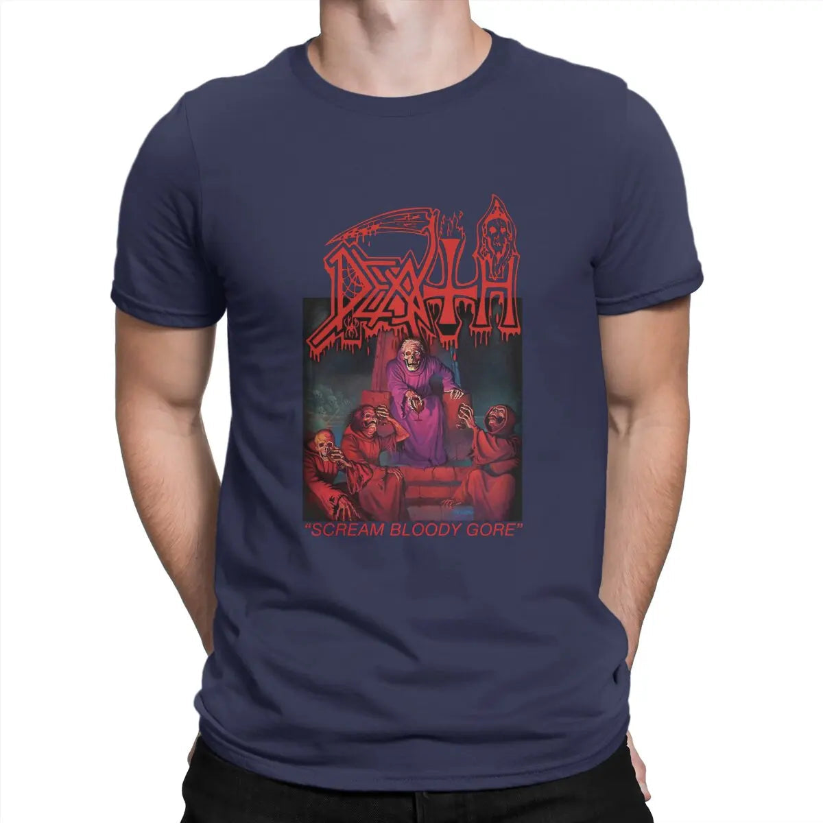 Funny Death Scream Bloody Gore T-Shirt Men Round Neck 100% Cotton T Shirts Sabbath Short Sleeve Tee Shirt Gift Tops Lootquake LLC
