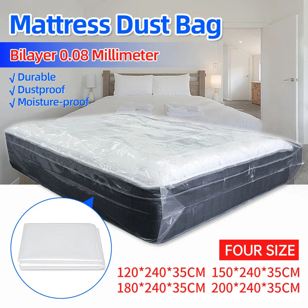 150/200x240x35cm Mattress Protector Packaging Bag Moisture-proof Dust Cover Thickness 0.08mm PE Transparent Moving Home Storage Lootquake LLC