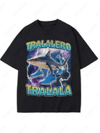 Tralalero Tralala Funny Shark Meme T-shirt Gifts Women's Fashion Gothic Vintage T-shirts Casual T Shirt Pi-Mart