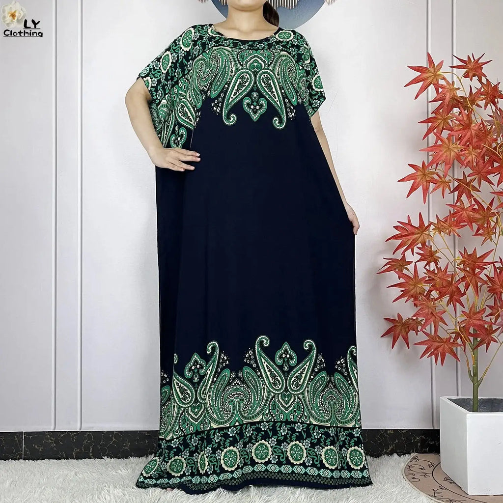 2024 Latest Muslim Sets Women Clothing Cotton Floral Loose Dashiki Long Dress African Abaya Dubai Traditional Islamic Clothing