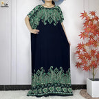 2024 Latest Muslim Sets Women Clothing Cotton Floral Loose Dashiki Long Dress African Abaya Dubai Traditional Islamic Clothing