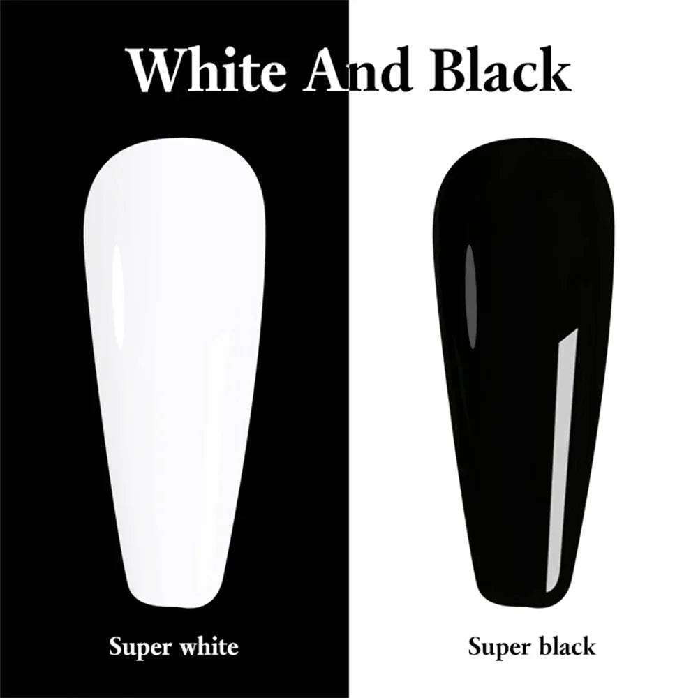 FZANEST Super Black Gel Nail Polish High Pigment Nail Gel Polish Lacquer Soak off UV LED Gel Pure Black White Color Nail Art