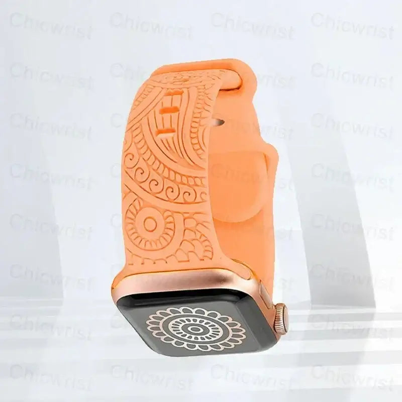 Apple Watch Silicone Strap - Stylish, Engraved Design - SJB-DIAMOND ELITES