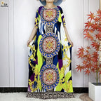 2024 Latest Muslim Sets Women Clothing Cotton Floral Loose Dashiki Long Dress African Abaya Dubai Traditional Islamic Clothing
