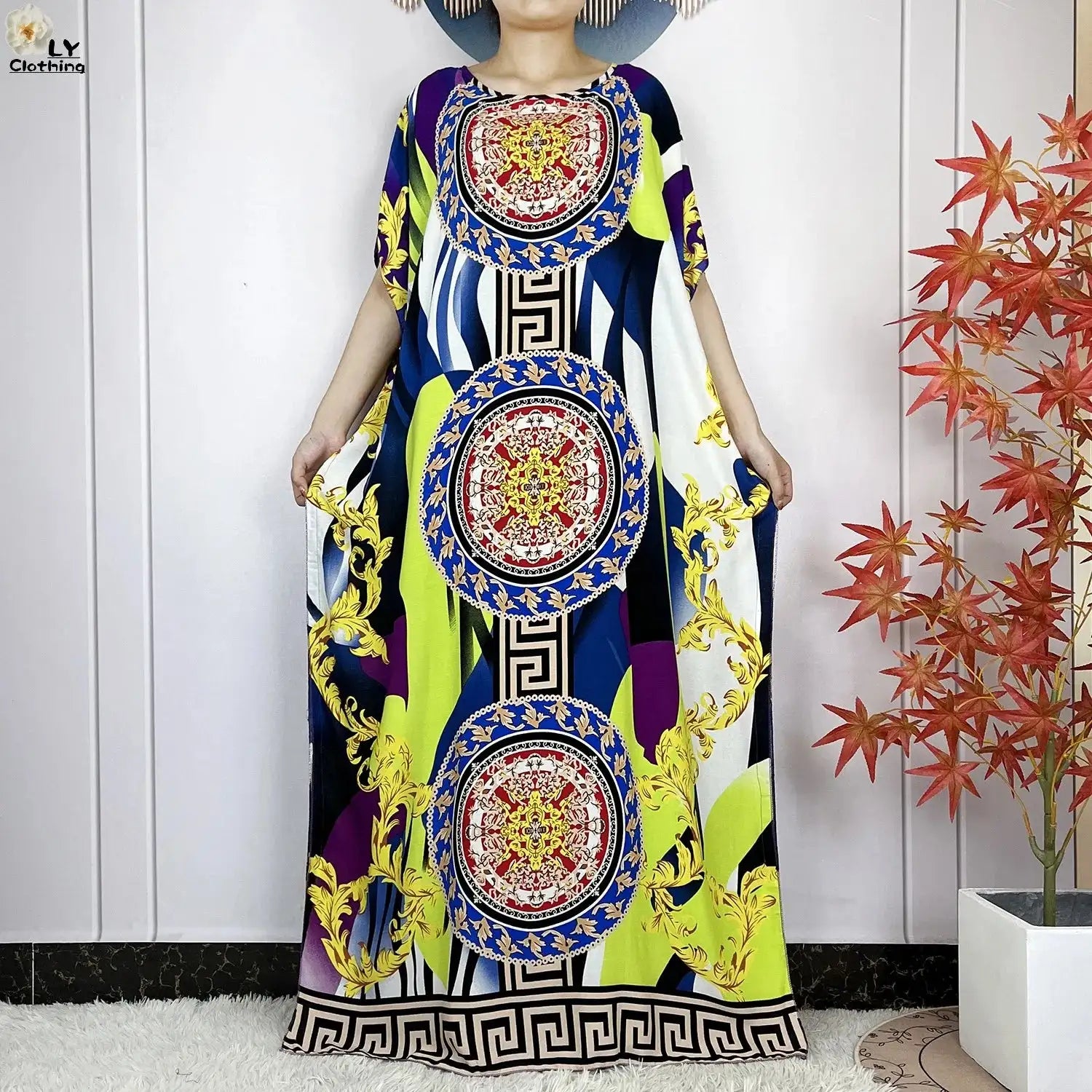 2024 Latest Muslim Sets Women Clothing Cotton Floral Loose Dashiki Long Dress African Abaya Dubai Traditional Islamic Clothing
